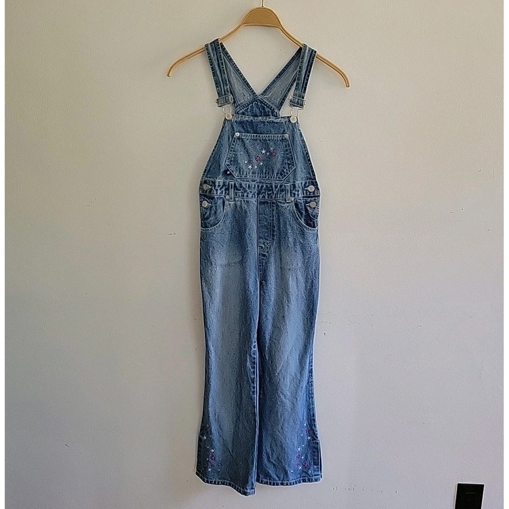 Vintage‎ Bongo Overalls Girls 10/12 Embroidered Denim Cottagecore Hippie Retro